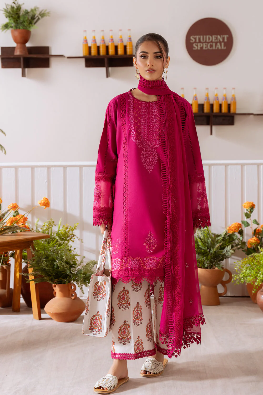 CO-515 A 3Pc Embroidered Lawn Shirt with Cotton Net Dupatta