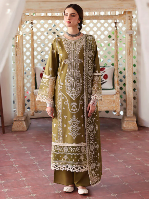 MR-590 Unstitched Dhanak Stuff Full Embroidered Suit With Full Embroidered Shawl