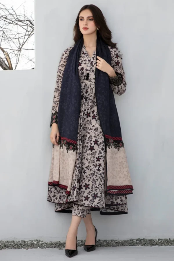 BQ-410 Digital Printed Khaddar 3Pc Suit With Digital Printed Khaddar Dupatta