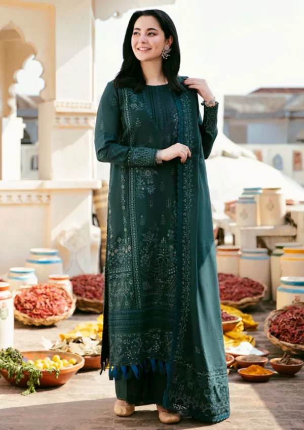 Unstitched Dhanak Stuff Full Embroidered Suit With Dhanak Embroiderd Shawl