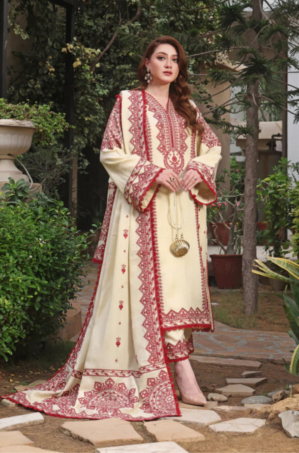 D#6 Unstitched Embroidered Lawn Suit With Chiffon Printed Dupatta