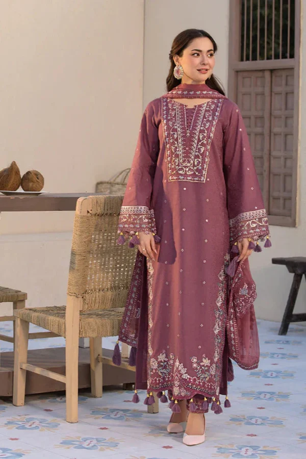 ZB-11 LAWN-3PC Embroidered Shirt with Chiffon Embroidered Dupatta