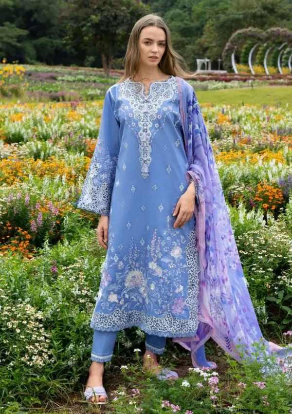 MS-2780 Lawn Unstitched Embroidered 3pc Suit With Monar Digital Printed Dupatta