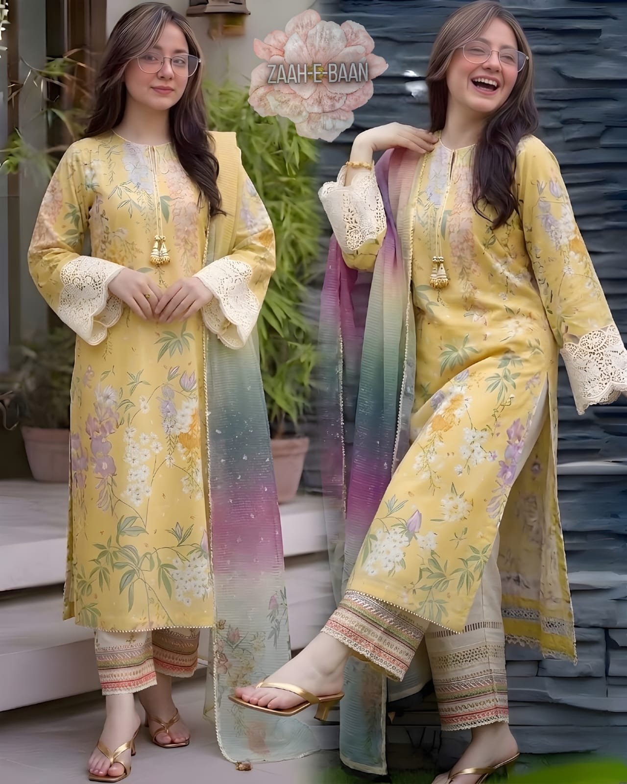 ZB-202 3 Piece – Unstitched Printed Lawn Shirt With Printed Lawn Dupatta